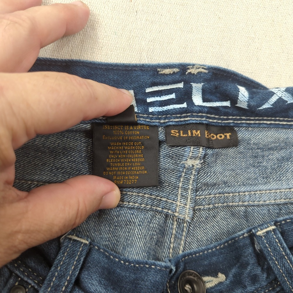 Helix Jeans Mens 34x32 Blue Slim Boot Cut Western Cowboy Faded - Picture 10 of 14